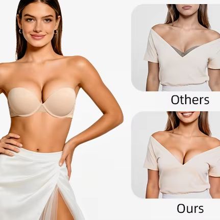 Convertible Bra Multiway - บราดันทรงแบบใหม่สำหรับผู้หญิง บราลูกไม้เสริมฟองน้ำ มีโครงเหล็กดันทรง สายรัดแบบไม่ลื่นหลุด สายคล้องคอ ปรับได้
