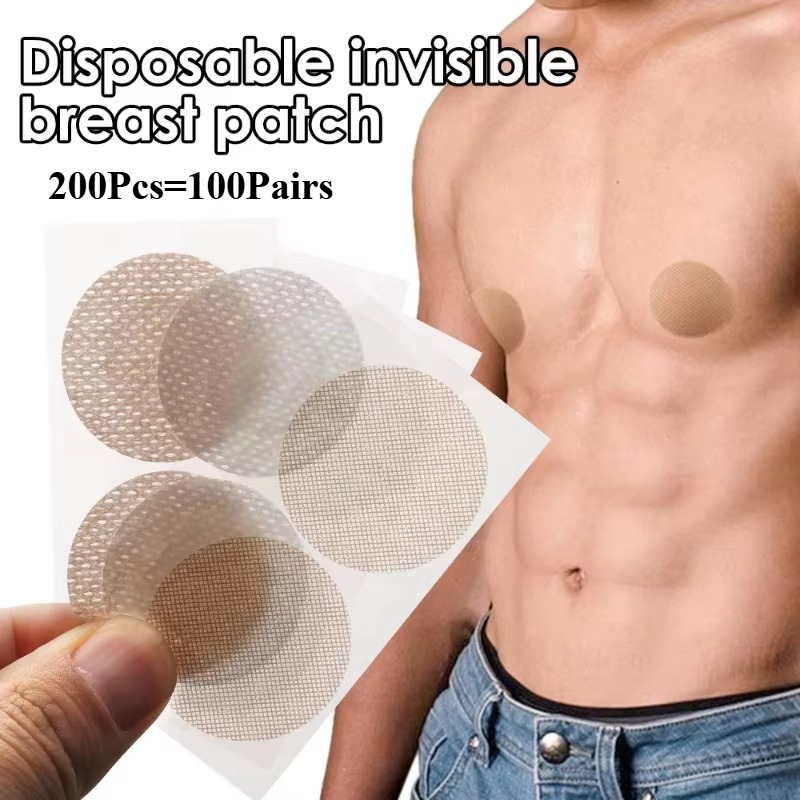Strapless Bra Adhesive - 200 PCS ผู้ชายที่มองไม่เห็นฝาครอบหัวนมกันน้ํา Traceless สติกเกอร์หน้าอกวิ่ง Breathable
