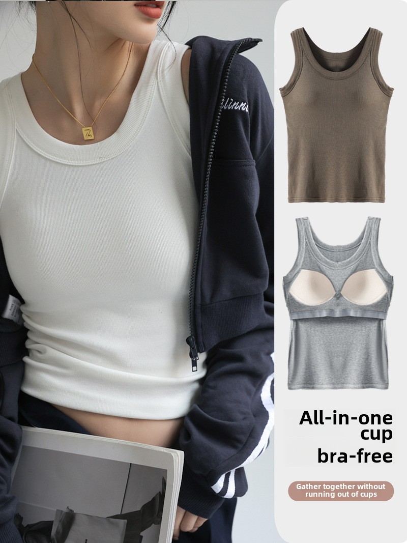 Full Coverage Bra - ผู้หญิงไม่มีรอยต่อ Modal Ribbed Tank Top Built-in