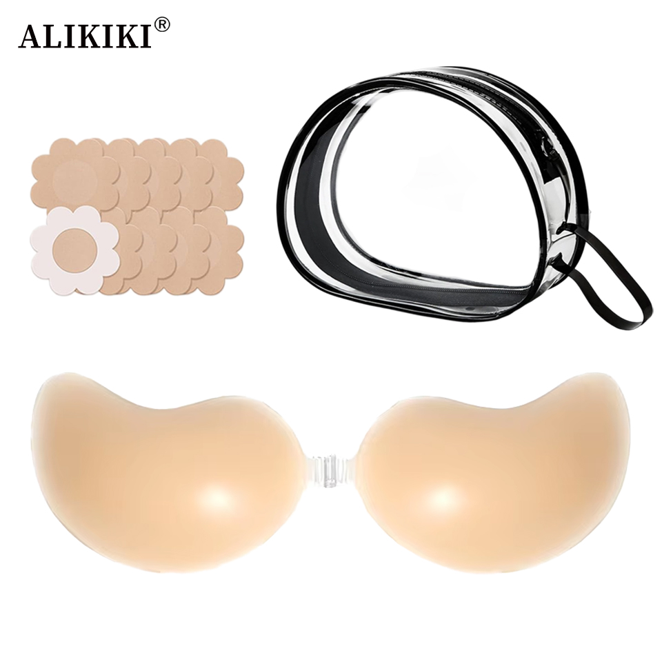 ชุดบราซิลิโคนแบบแปะไร้สายและแผ - Backless Bra Sticky บทวิจารณ์และราคา